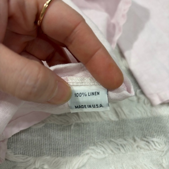 Women’s Pink 3/4 Sleeved Blouse Shirt Top 100% Linen Made USA PtP 23” Lagenlook - Picture 8 of 12